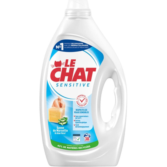 LESSIVE LIQUIDE SENSITIVE SAVON DE MARSEILLE LE CHAT 2,83L