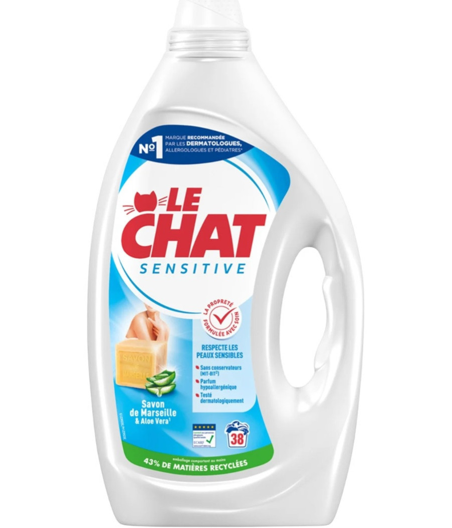 LESSIVE LIQUIDE SENSITIVE SAVON DE MARSEILLE LE CHAT 2,83L
