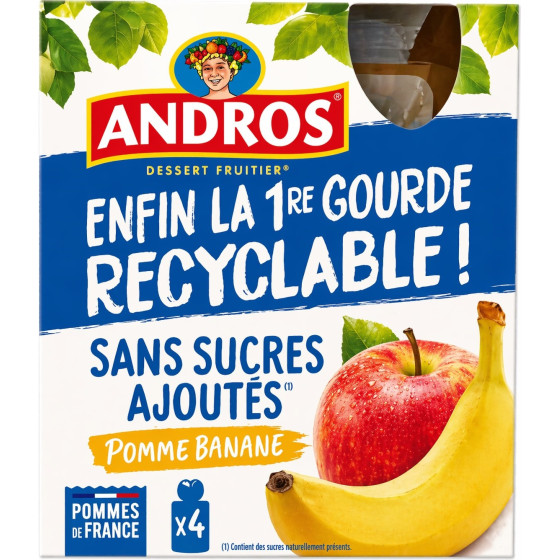 COMPOTE POMME BANANE ANDROS 4X90G