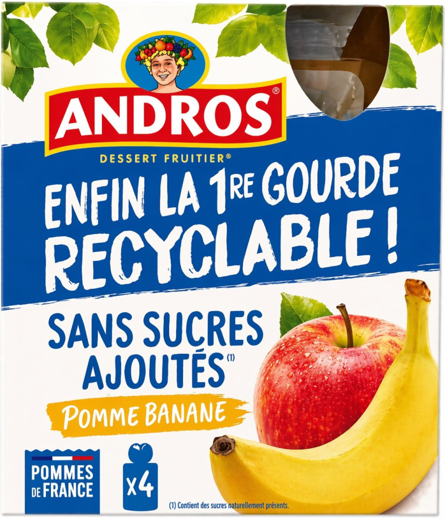 COMPOTE POMME BANANE ANDROS 4X90G