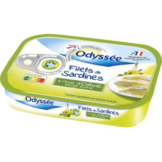 FILETS DE SARDINES A L'HUILE D'OLIVE VIERGE EXTRA ODYSSÉE 100G