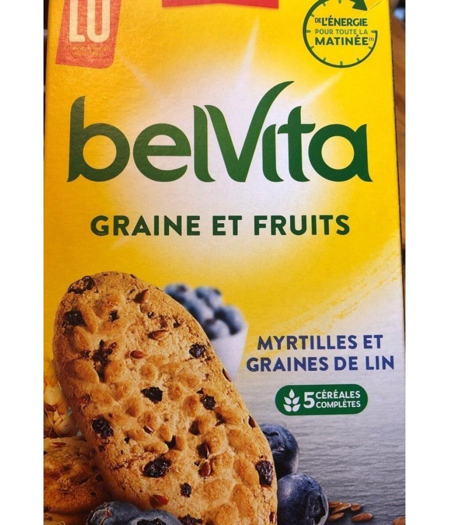 BISCUITS GRAINE ET FRUITS MYRTILLES GRAINES DE LIN BELVITA 270G