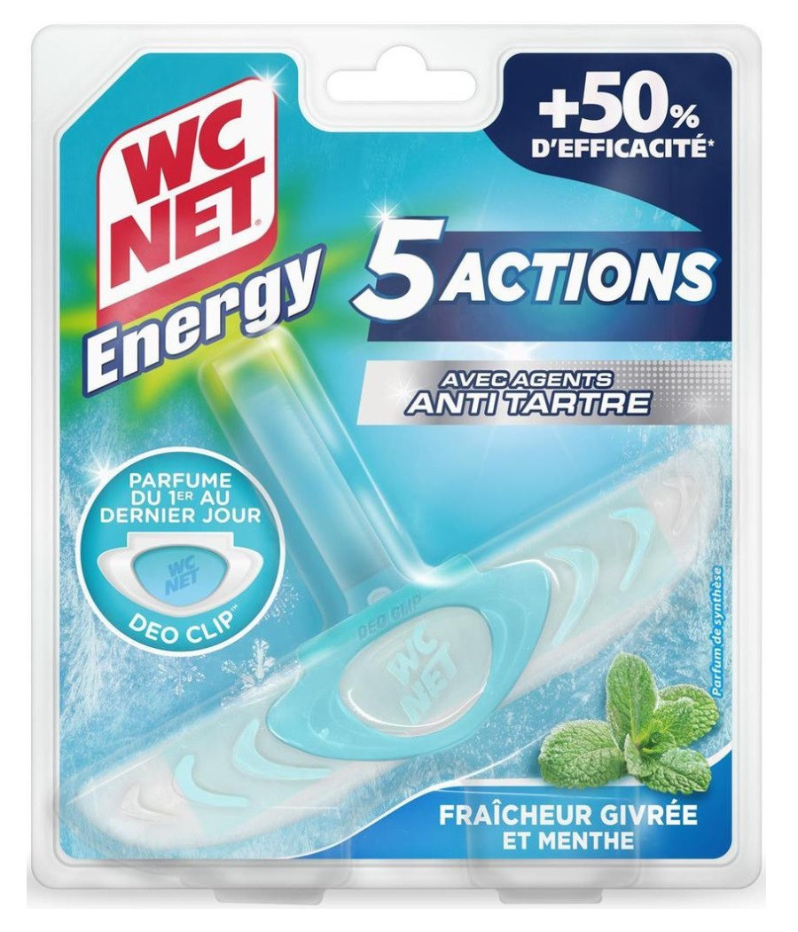 BLOC WC ANTI-TARTRE 5 ACTIONS FRAÎCHEUR GIVRÉE MENTHE ENERGY WC NET 38G