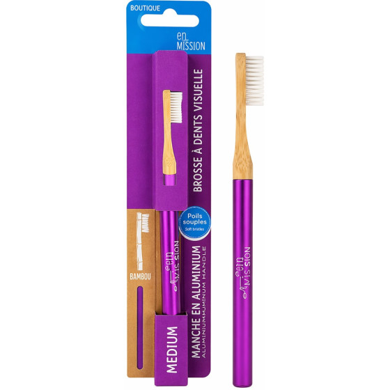 BROSSE A DENTS MEDIUM RECHARGEABLE VISSABLE EN ALUMINIUM VIOLET FEEL NATURAL