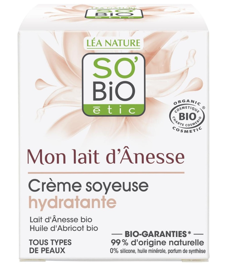 CRÈME SOYEUSE SO BIO LAIT D'ÂNESSE HYDRATANTE 50ML