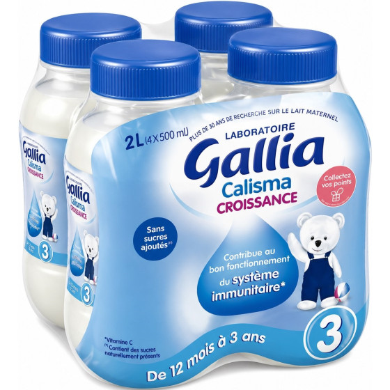 LAIT BEBE LIQUIDE CALISMA CROISSANCE GALLIA 4X500ML