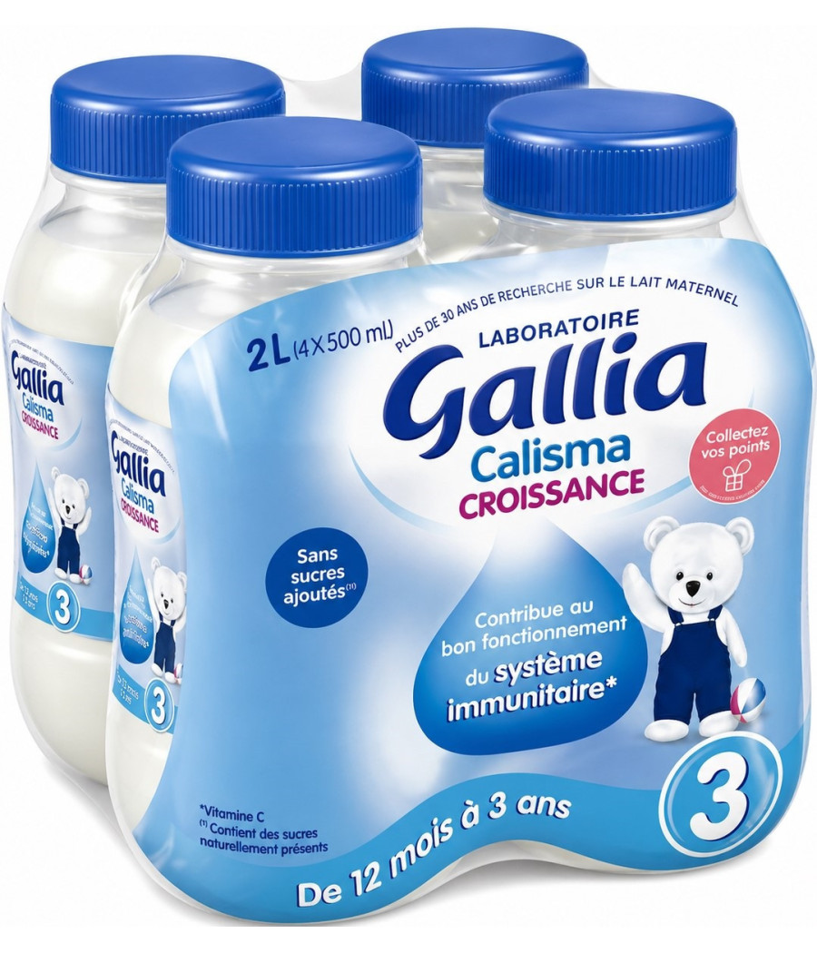 LAIT BEBE LIQUIDE CALISMA CROISSANCE GALLIA 4X500ML