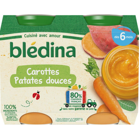 PLATS BÉBÉ BLÉDINA CAROTTE ET PATATE DOUCE 2 X 200G