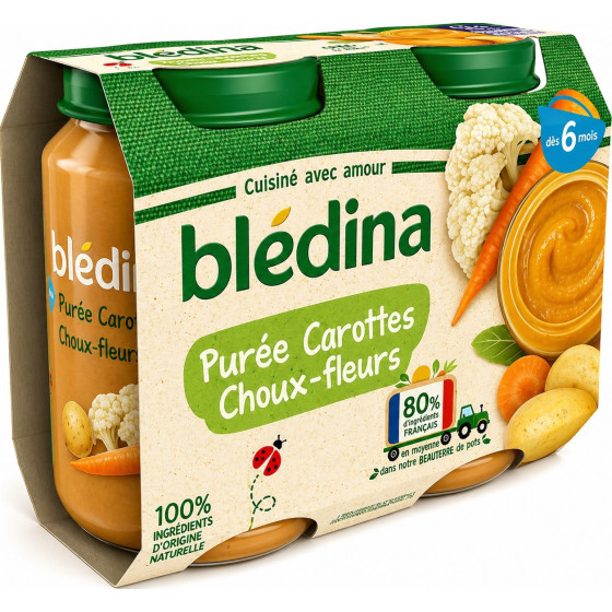 PURÉE BLÉDINA CAROTTES ET CHOUX FLEURS 2 X 200G