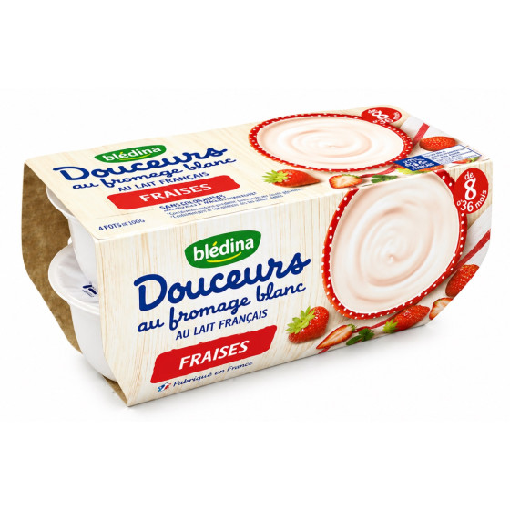 DESSERT BLÉDINA LACTÉ DOUCEUR AU FROMAGE BLANC FRAISE 4 X 100G