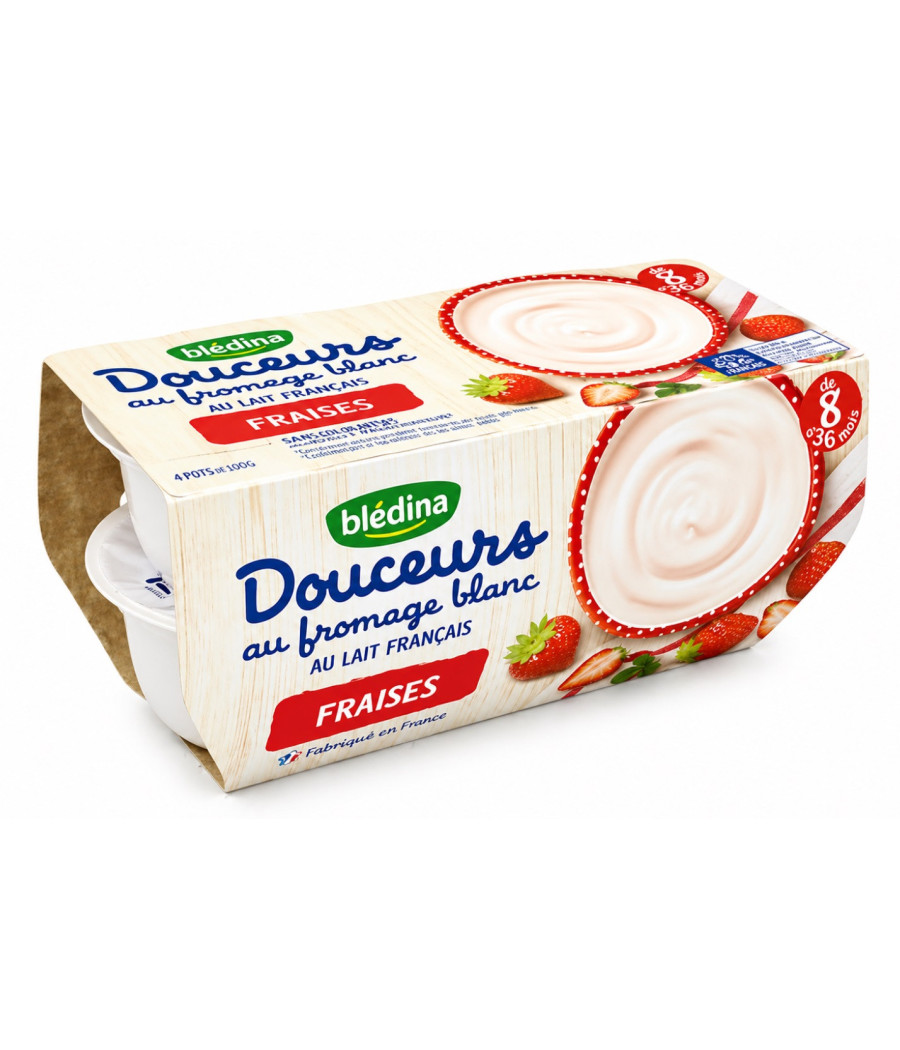 DESSERT BLÉDINA LACTÉ DOUCEUR AU FROMAGE BLANC FRAISE 4 X 100G