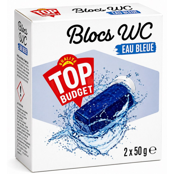 BLOC WC EAU BLEUE TOP BUDGET 2X50G