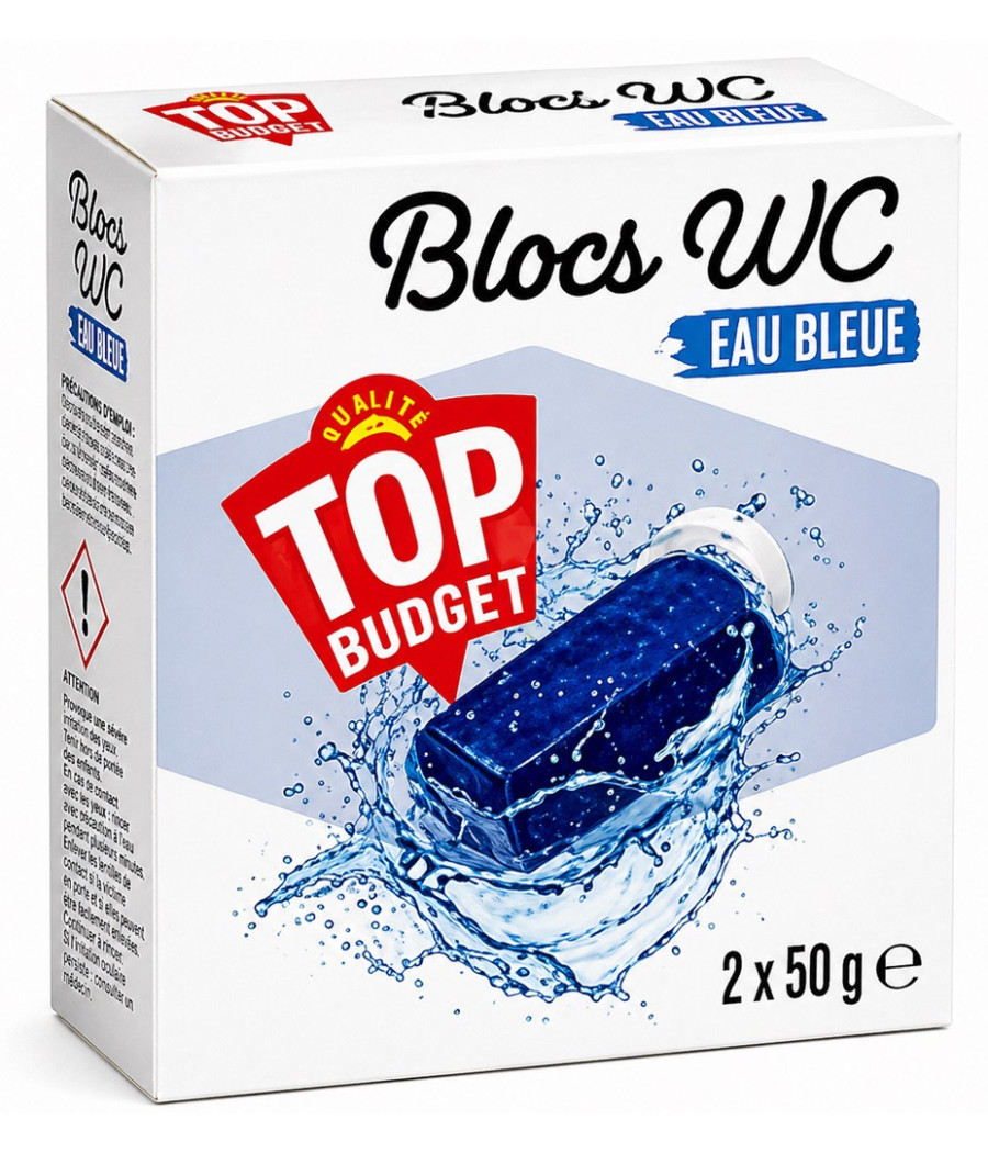 BLOC WC EAU BLEUE TOP BUDGET 2X50G
