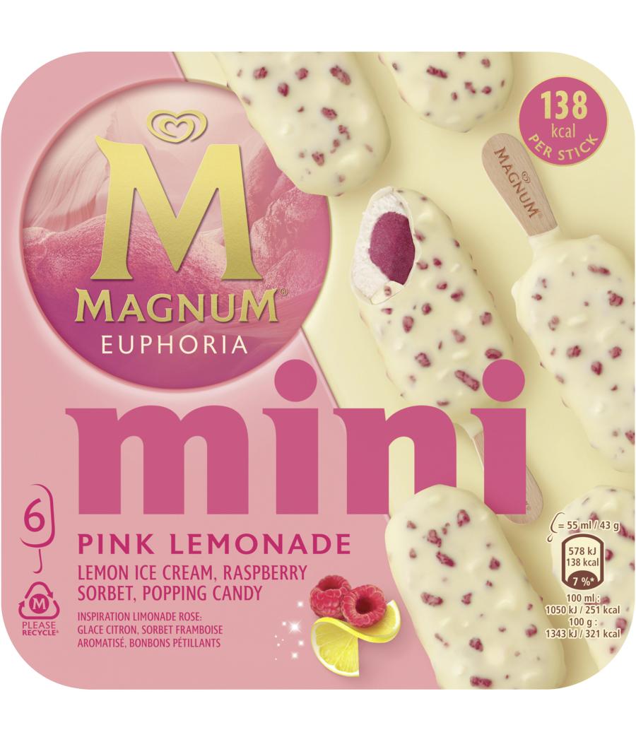 GLÂCES BATONNETS MAGNUM EUPHORIA MINI PINK LEMONADE X6 258G