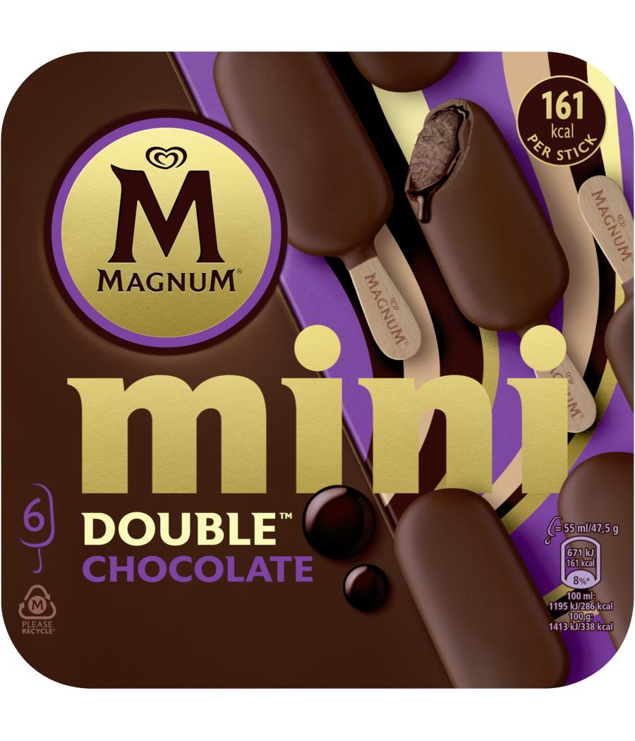 GLÂCES BATONNETS MAGNUM MINI DOUBLE CHOCOLATE X6 285G