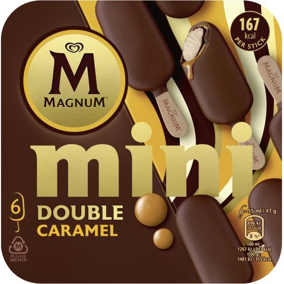 GLÂCES BATONNETS MAGNUM MINI DOUBLE CARAMEL X6 282G