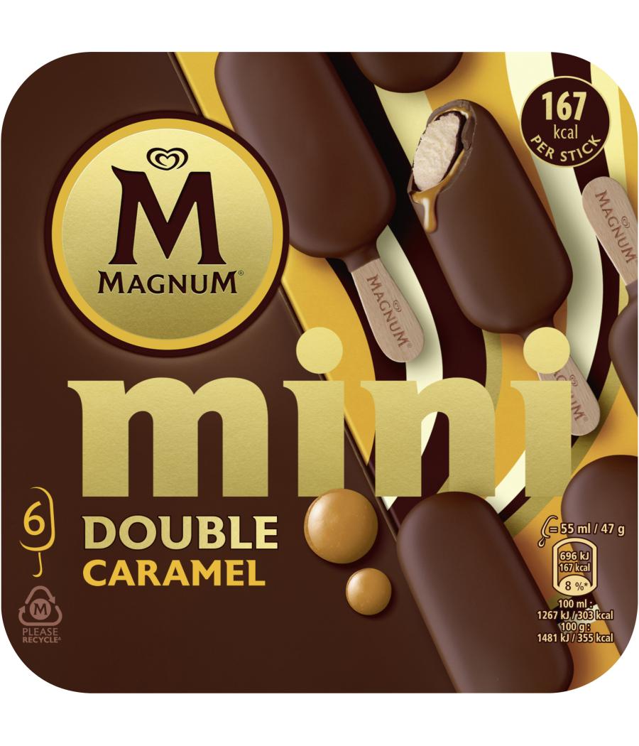 GLÂCES BATONNETS MAGNUM MINI DOUBLE CARAMEL X6 282G