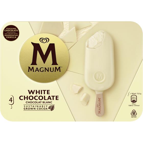 GLÂCES BATONNETS MAGNUM WHITE CHOCOLATE X4 294G