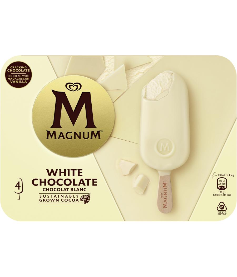 GLÂCES BATONNETS MAGNUM WHITE CHOCOLATE X4 294G