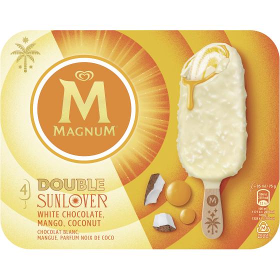 GLÂCES BATONNETS MAGNUM DOUBLE SUNLOVER X4 300G