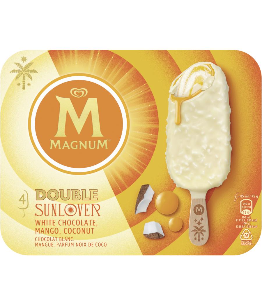 GLÂCES BATONNETS MAGNUM DOUBLE SUNLOVER X4 300G
