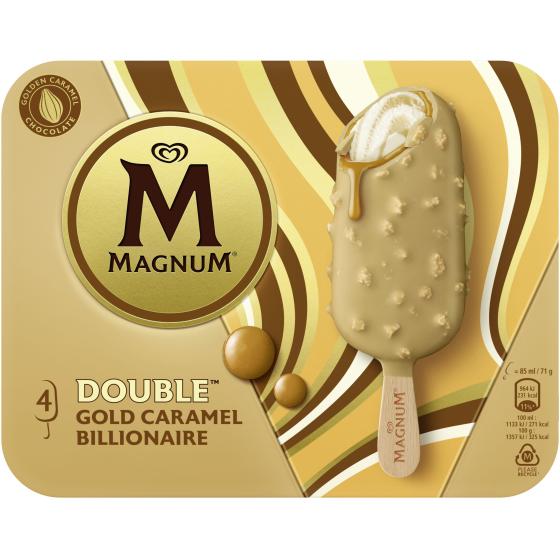 GLÂCES BATONNETS MAGNUM DOUBLE GOLD CARAMEL BILLIONAIRE X4 284G