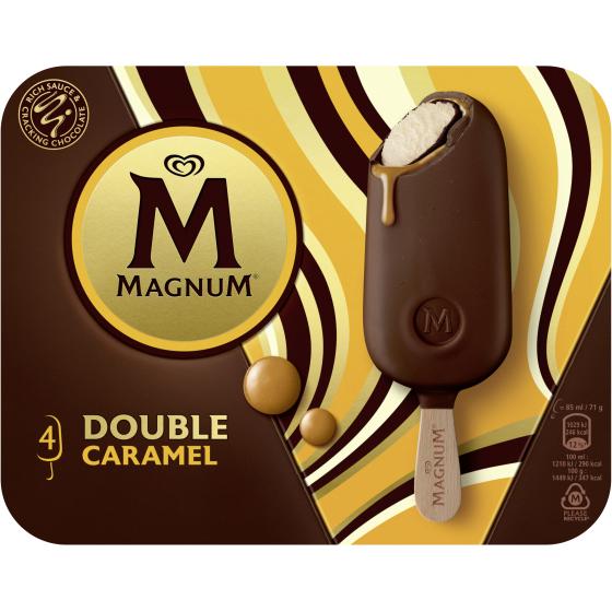 GLÂCES BATONNETS MAGNUM DOUBLE CARAMEL X4 284G