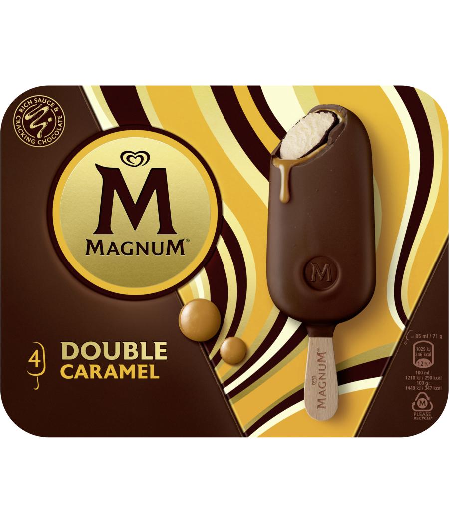 GLÂCES BATONNETS MAGNUM DOUBLE CARAMEL X4 284G