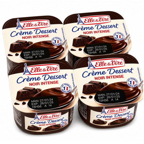 CREME DESSERT CHOCOLAT NOIR INTENSE ELLE & VIRE 4X100G