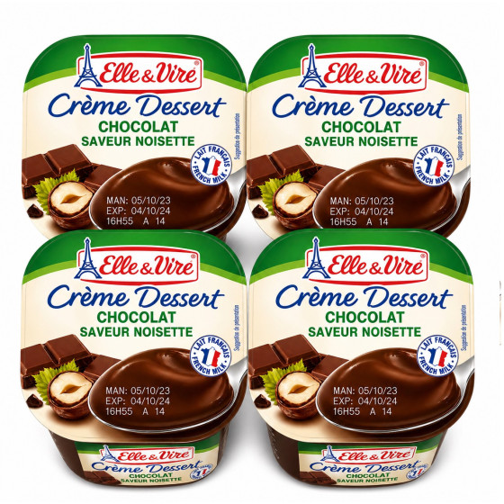 CREME DESSERT CHOCOLAT SAVEUR NOISETTE ELLE & VIRE 4X100G