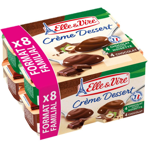 CREME DESSERT CHOCOLAT NOISETTES ELLE & VIRE 8X100G