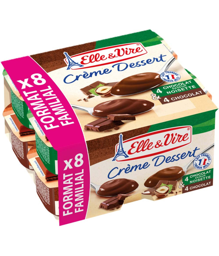 CREME DESSERT CHOCOLAT NOISETTES ELLE & VIRE 8X100G