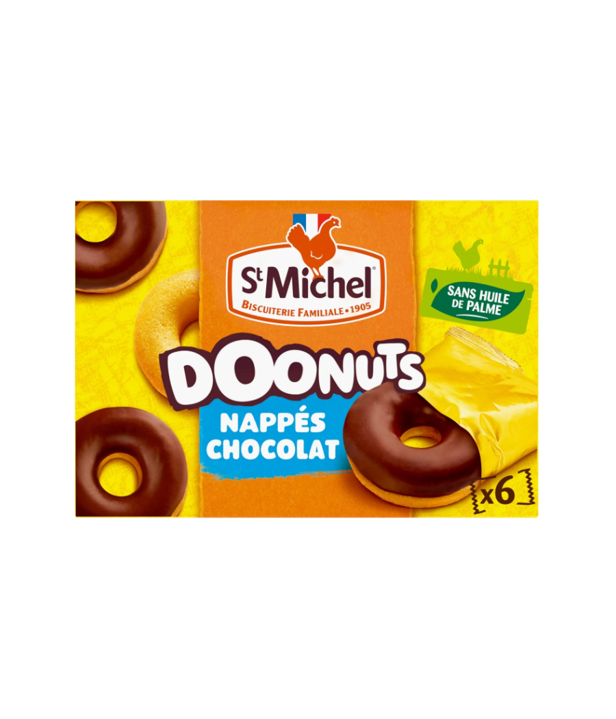 GÂTEAUX DOONUTS NAPPÉS CHOCOLAT AU LAIT ST MICHEL 180G