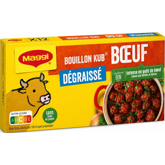 BOUILLON KUB BOEUF DEGRAISSE MAGGI X12 CUBES 120G