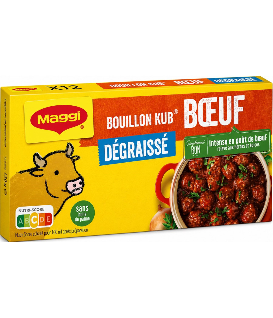 BOUILLON KUB BOEUF DEGRAISSE MAGGI X12 CUBES 120G