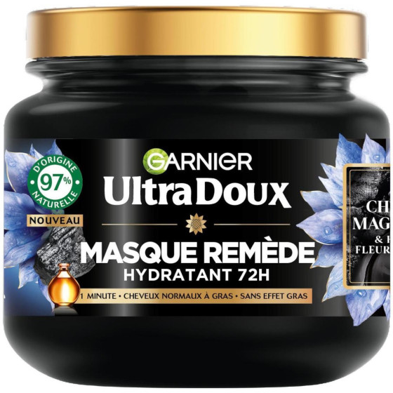 MASQUE GARNIER ULTRA DOUX CHARBON HUILE FLEUR DE NIGELLE 340ML