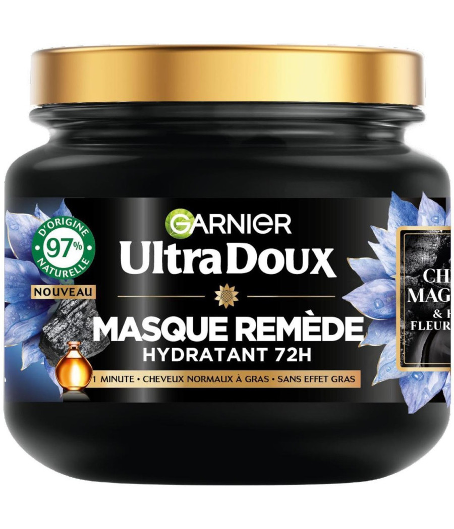 MASQUE GARNIER ULTRA DOUX CHARBON HUILE FLEUR DE NIGELLE 340ML