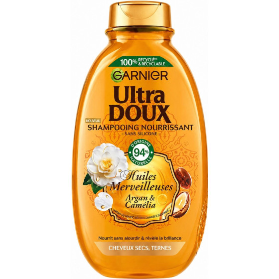 SHAMPOOING GARNIER ULTRA DOUX À L'ARGAN ET CAMÉLIA 300ML