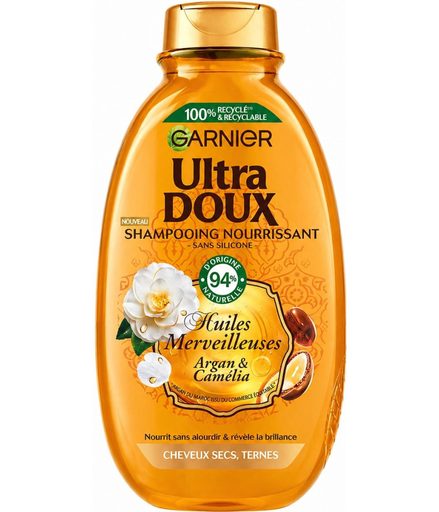 SHAMPOOING GARNIER ULTRA DOUX À L'ARGAN ET CAMÉLIA 300ML