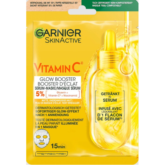 MASQUE SÉRUM GARNIER SKIN ACTIVE VITAMINE C BOOSTER D'ÉCLAT