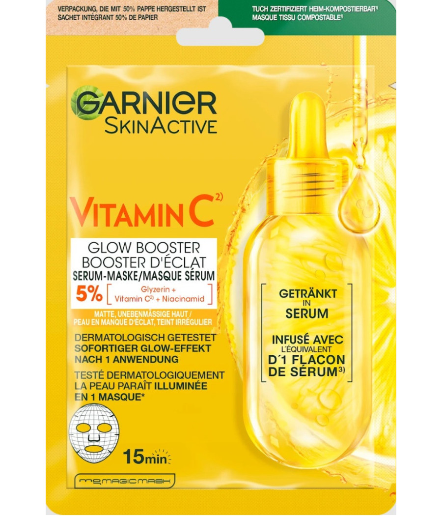 MASQUE SÉRUM GARNIER SKIN ACTIVE VITAMINE C BOOSTER D'ÉCLAT