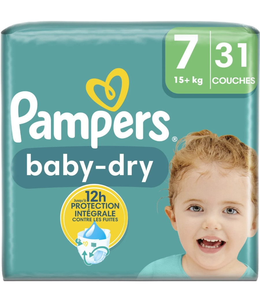 COUCHES BEBE BABY-DRY TAILLE 7 PAMPERS 15KG X31