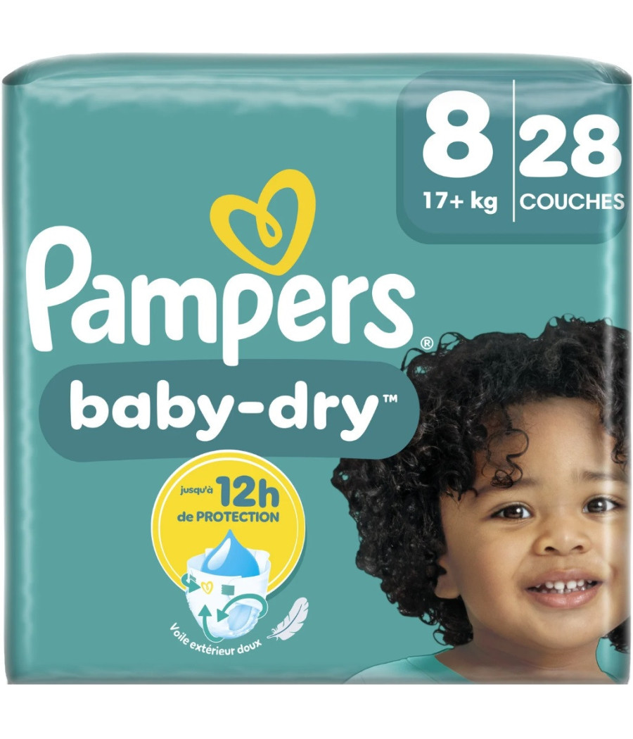 COUCHES BEBES BABY-DRY GEANT TAILLE 8 PAMPERS X28 17KG