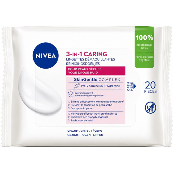 LINGETTES DÉMAQUILLANTE NIVEA DOUCEUR PEAUX SÈCHE X20