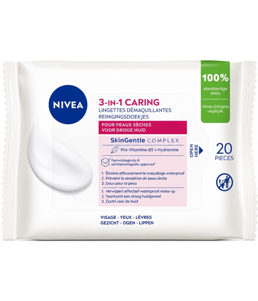 LINGETTES DÉMAQUILLANTE NIVEA DOUCEUR PEAUX SÈCHE X20