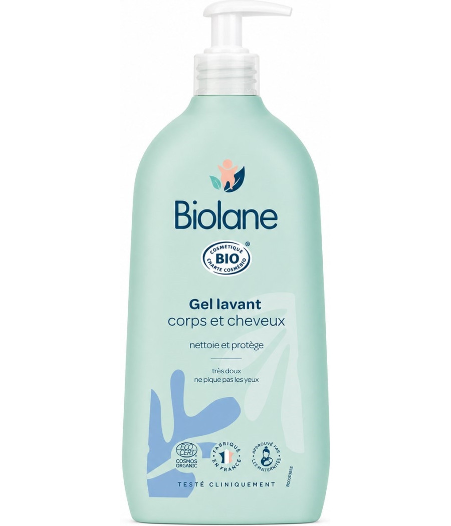 GEL LAVANT COPRS ET CHEVEUX BIO POUR BÉBÉ BIOLANE 500ML