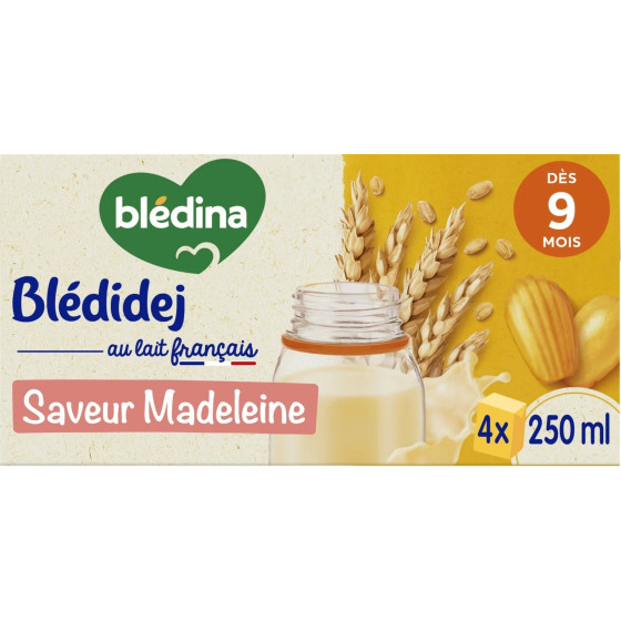 CEREALES LACTÉES BLEDIDEJ BEBES 9 MOIS SAVEUR MADELEINE BLEDINA 4X250ML