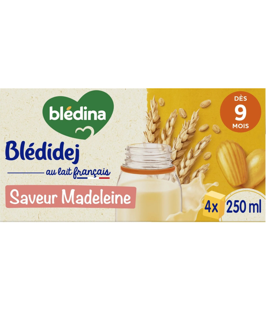 CEREALES LACTÉES BLEDIDEJ BEBES 9 MOIS SAVEUR MADELEINE BLEDINA 4X250ML