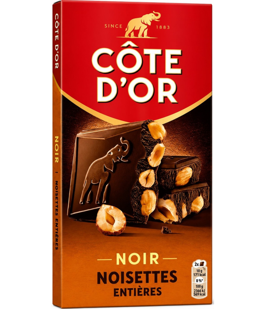 TABLETTE DE CHOCOLAT NOIR NOISETTES COTE D'OR 100G