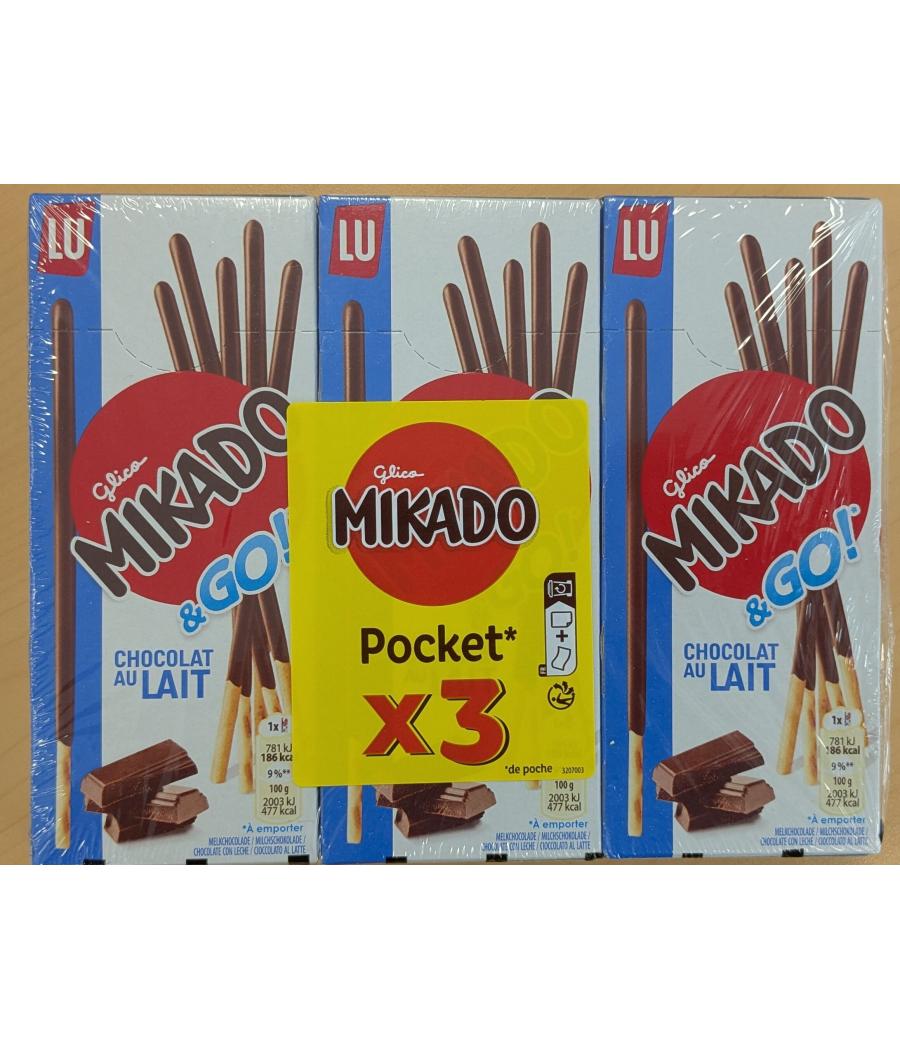 GLICO MIKADO & GO CHOCOLAT AU LAIT LU X3 39G